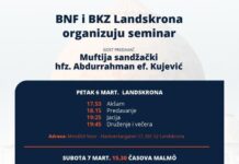 BNF i BKZ Landskrona organiziraju seminar – Gost predavač Muftija sandžački hfz. Kujević